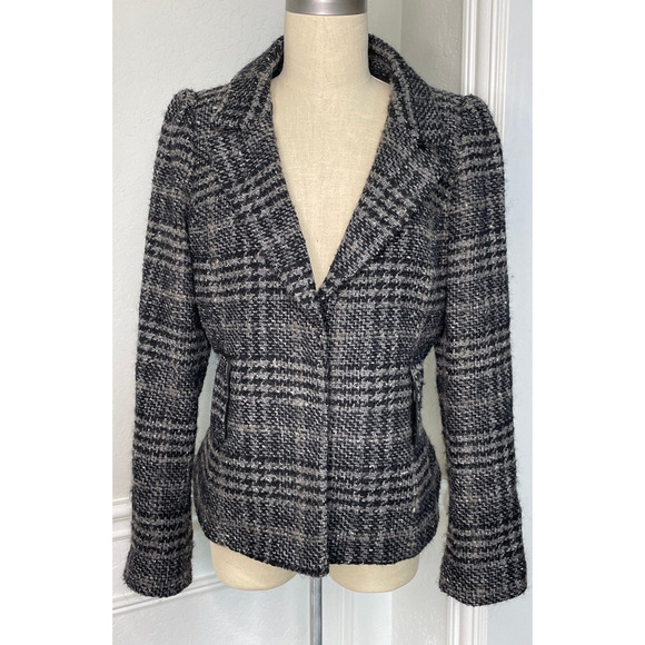 Zara Woman Wool Plaid Blazer Size Large - Picture 1 of 7